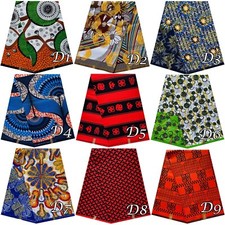 African Ankara Wax Print PolyCotton Fabric For Sewing Crafting Material 6 Yards