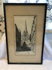Vintage Lithograph of Pencil Drawing - St Mary's from Arid Street, Oxford