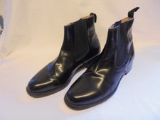 PAIR SAMUEL WINDSOR HANDMADE BLACK LEATHER SLIP ON BOOTS MENS SIZE 9