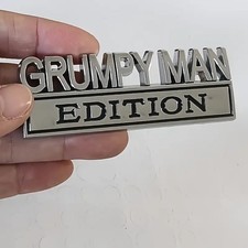 GRUMPY MAN 3D Chrome Car Badge