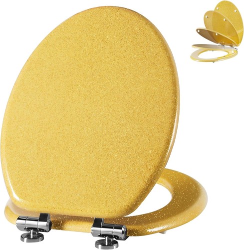Gold glitter elongated - gold, toilet