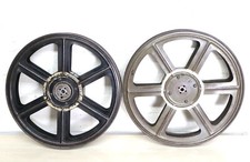 2 Large Vintage Metal Cinema Movie Projectionists Reels Spools 14¾ Inch Diameter