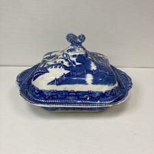 Ridgway Semi China England Blue Willow Covered Lidded Dish Vintage Tureen
