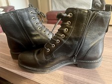 Women Black Leather Ankle