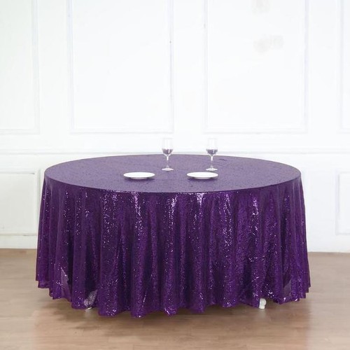 Purple sequined 120 round - sequined,