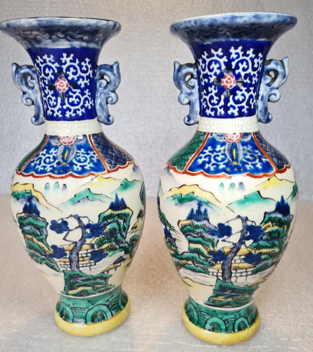 Pair antique japanese kutani - pair,