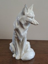 Vintage White Porcelain Fox Figurine