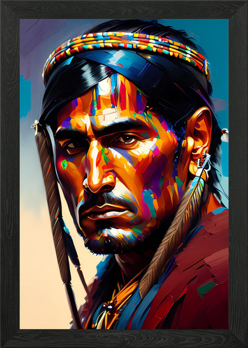 Native american art - american, framed