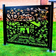 Garden Metal Fence Panel and Posts Decorative Steel Fencing Screen Privacy Laser