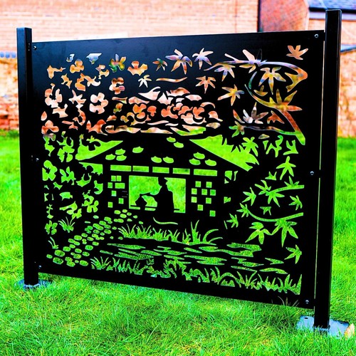 Garden metal fence panel and - garden,