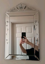 Venetian Style Rectangular Mirror With Floral Border H: 50cm W: 30cm