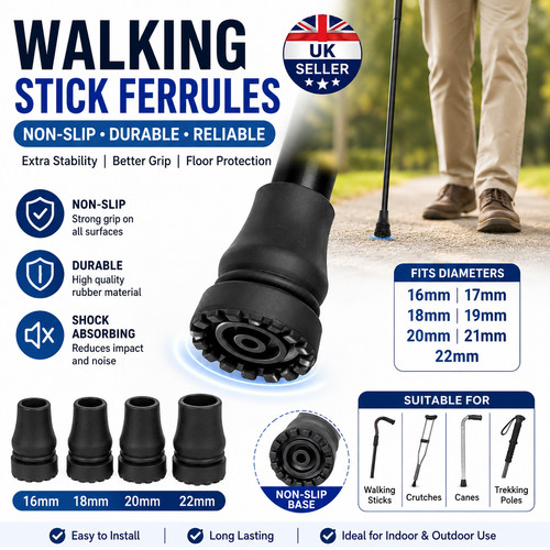 Rubber walking stick ferrules - walking,
