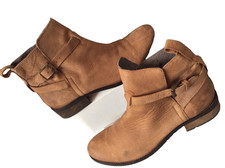 Fat Face Ankle Boots Shoes women 7UK/40 Tan Brown Leather Smart Workwear Buckle