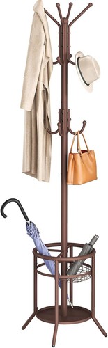 Metal coat stand with - coat, umbrella