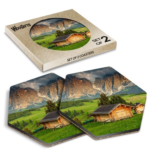 Hexagon mdf coaster - coaster, dolomites