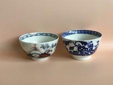 2 Antique 18th Century English Porcelain Pennington Liverpool Tea Bowls