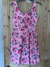 Ladies Sun Dress Salmon Pink Floral Sun Dress by Voodoo Vixen Size 12 97% Cotton
