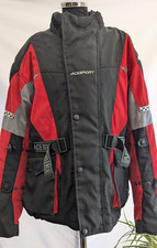 Ace Sports/ Ace Leathers Red and Black Fabric Motorbike Jacket size L