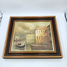 I. Costello Signed Venetian Scene Oil On Canvas Painting Of Gondola On Canal