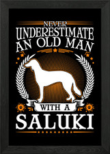Saluki old man persian framed - man,