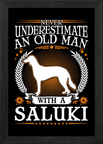 Saluki old man persian framed - old,