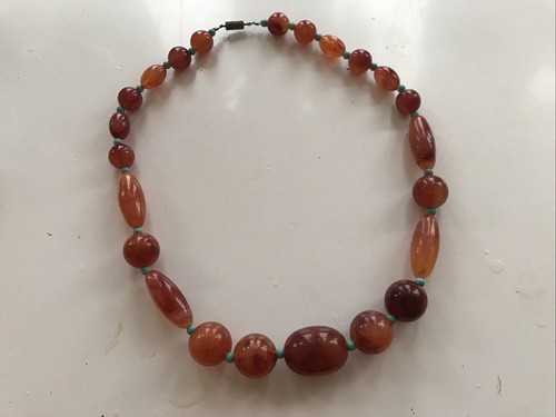Vintage beaded necklace amber - beaded, necklace,