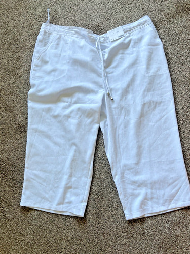 Ladies white crop trousers - ladies,