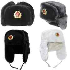 UNISEX RUSSIAN CAP WARM WINTER TRAPPER HAT SOVIET BADGE MILITARY USHANKA COSSACK