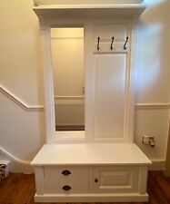 French Empire panelled hall stand with bench and mirror 