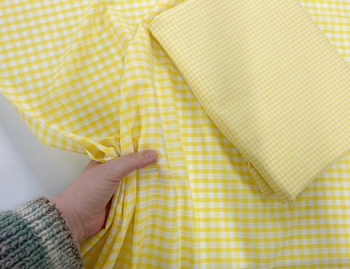 Yellow gingham fabric easter - yellow,