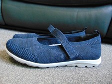 Ladies Pavers Stretch Fabric Mary Jane Style Memory Foam Blue Trainers Size UK 4
