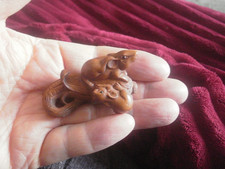 Hand Carved wood netsuke mice