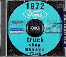 1972 Ford Truck Shop Manual CD BRONCO Pickup F100 F250 F350 Van E100 E250