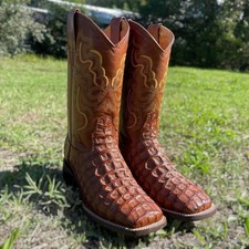 Men’s Caiman Belly Square Toe Boots. Cowboy Western Boots. Bota Vaquero Caiman.