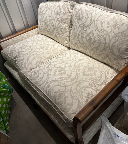 Beige damask fabric seater - damask,