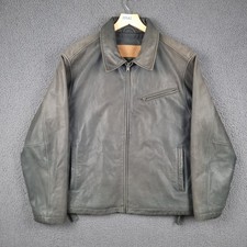 Vintage TIMBERLAND Leather Jacket Mens L Large Grey Biker Bomber Cowhide