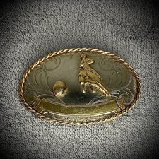 Belt Buckle - Cowboy - Barrel Racing - Vintage - Nickel Silver - Western