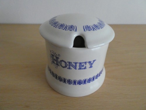 Vintage honey pot cream blue - vintage,