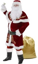 Ahititi Santa Claus Costume for Men 12pcs Christmas Set Deluxe Velvet (Medium)