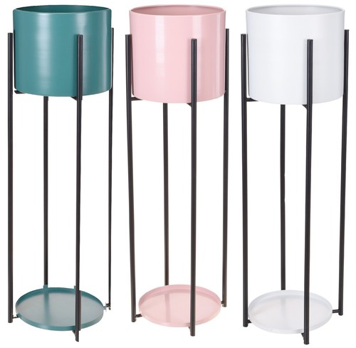 Tall metal plant pot display - metal,