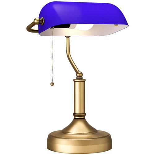 Homcom banker table lamp - banker's, w/