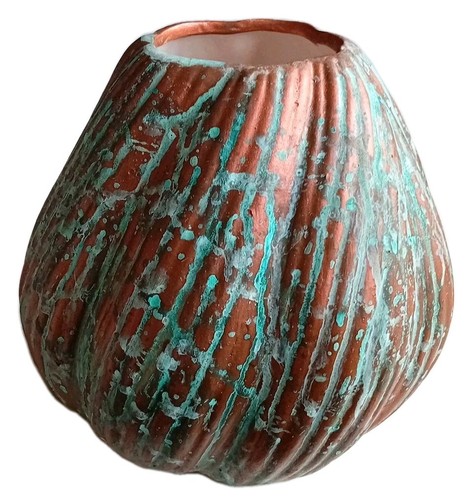 Copper verdigris effect vase - effect,