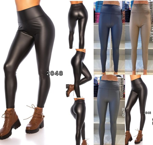High waist leggings leather - waist,
