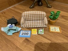 sylvanian families beautiful father at home sofa set with accessories & clothing
