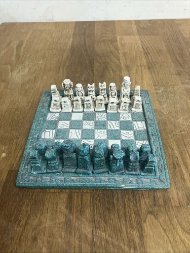 Vintage carved stone chess set - vintage,