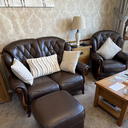 Brown leather seater sofa - brown,