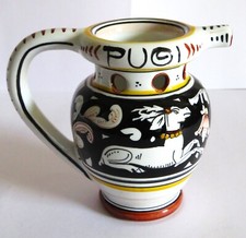 Vtg Cama Deruta Italy Deer Stag Pottery Joke Puzzle Jug Pitcher Drink If You Can