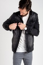 Size L Man Denim Jacket Black