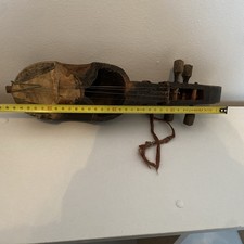 Vintage Nepali Wood Hand Carved Sarangi Folk Music Instrument with bow