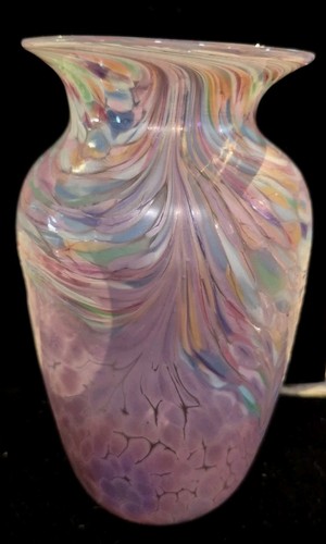 Hand blown iridescent pink - blown,